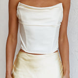 Sun Rose Strapless Crop Top Creme