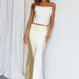 Sun Rose Strapless Crop Top Creme