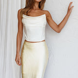 Sun Rose Strapless Crop Top Creme