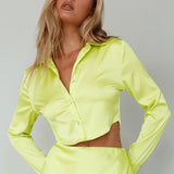 Geena Crystal Button Top Lime