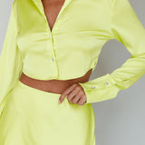 Geena Crystal Button Top Lime