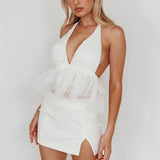 Icon Halterneck Mesh Top White