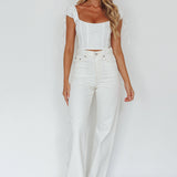Citrine Dreams String Tie Detail Crop Top White