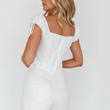 Citrine Dreams String Tie Detail Crop Top White