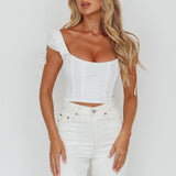 Citrine Dreams String Tie Detail Crop Top White