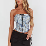 Mayara Strapless Corset Top Blue