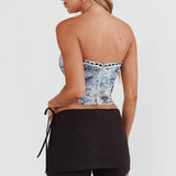 Mayara Strapless Corset Top Blue