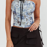 Mayara Strapless Corset Top Blue