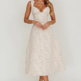 Dream Dust Lace Up Back A-Line Midi Dress