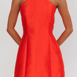 Falon Halter Bow Neck Mini Dress Red