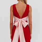 Unrequited Bow Back Mini Dress Red/Pink