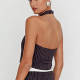 Lilija Pinstripe Halter Neck Vest Navy