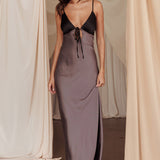 Bayleigh Low Bow Tie Back Dress Charcoal