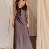 Bayleigh Low Bow Tie Back Dress Charcoal