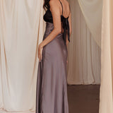 Bayleigh Low Bow Tie Back Dress Charcoal
