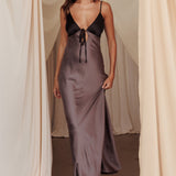 Bayleigh Low Bow Tie Back Dress Charcoal