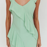 Johannson Ruffle Trim Maxi Dress Pistachio