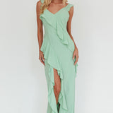 Johannson Ruffle Trim Maxi Dress Pistachio