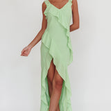Johannson Ruffle Trim Maxi Dress Pistachio