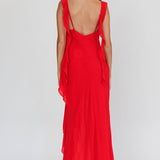 Johannson Ruffle Trim Maxi Dress Red
