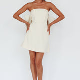 Made For Love Bow Back Mini Dress Ecru