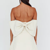 Made For Love Bow Back Mini Dress Ecru