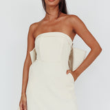 Made For Love Bow Back Mini Dress Ecru