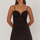 Keiosha Pleated Sweetheart Neckline Mini Dress Black