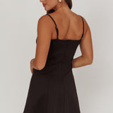 Keiosha Pleated Sweetheart Neckline Mini Dress Black
