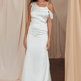 Dawna Draped Sleeve Maxi Dress White