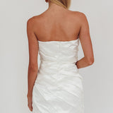 Boulevard Bliss Gathered Mini Dress Off White