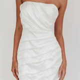 Boulevard Bliss Gathered Mini Dress Off White