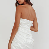 Boulevard Bliss Gathered Mini Dress Off White