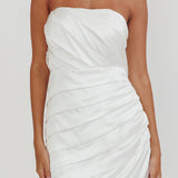 Boulevard Bliss Gathered Mini Dress Off White