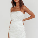 Boulevard Bliss Gathered Mini Dress Off White