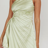 Glow Ray One-Shoulder Pleat Dress Apple