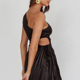 Glow Ray One-Shoulder Pleat Dress Black