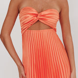 Wicked Games Strapless Pleated Maxi Dress Orange