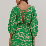 Sugar Coat Print Puff Sleeves Mini Dress Green