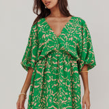 Sugar Coat Print Puff Sleeves Mini Dress Green