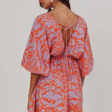 Sugar Coat Print Puff Sleeves Mini Dress Lavender