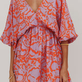 Sugar Coat Print Puff Sleeves Mini Dress Lavender