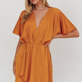 Lunisolar Flutter Sleeve Mini Dress Mustard