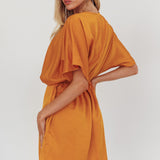 Lunisolar Flutter Sleeve Mini Dress Mustard