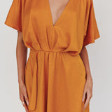 Lunisolar Flutter Sleeve Mini Dress Mustard