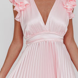 Enchantment Ruffle Sleeve Pleat Maxi Dress Pink