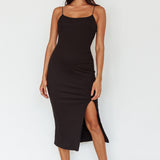 In My Element Split Midi Dress Black