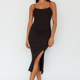 In My Element Split Midi Dress Black