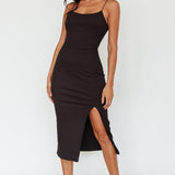 In My Element Split Midi Dress Black