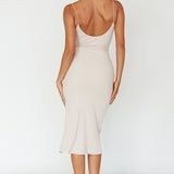 In My Element Split Midi Dress Oatmeal